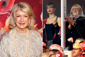 Martha Stewart attends Prelude to Lunar New Year/CCTV X Andy Yu 2024 FW Runway Show at Cipriani 25 Broadway on January 26, 2024 in New York City.; Taylor Swift and Donna Kelce cheer before the game between the Kansas City Chiefs and the Denver Broncos at GEHA Field at Arrowhead Stadium on October 12, 2023 in Kansas City, Missouri.