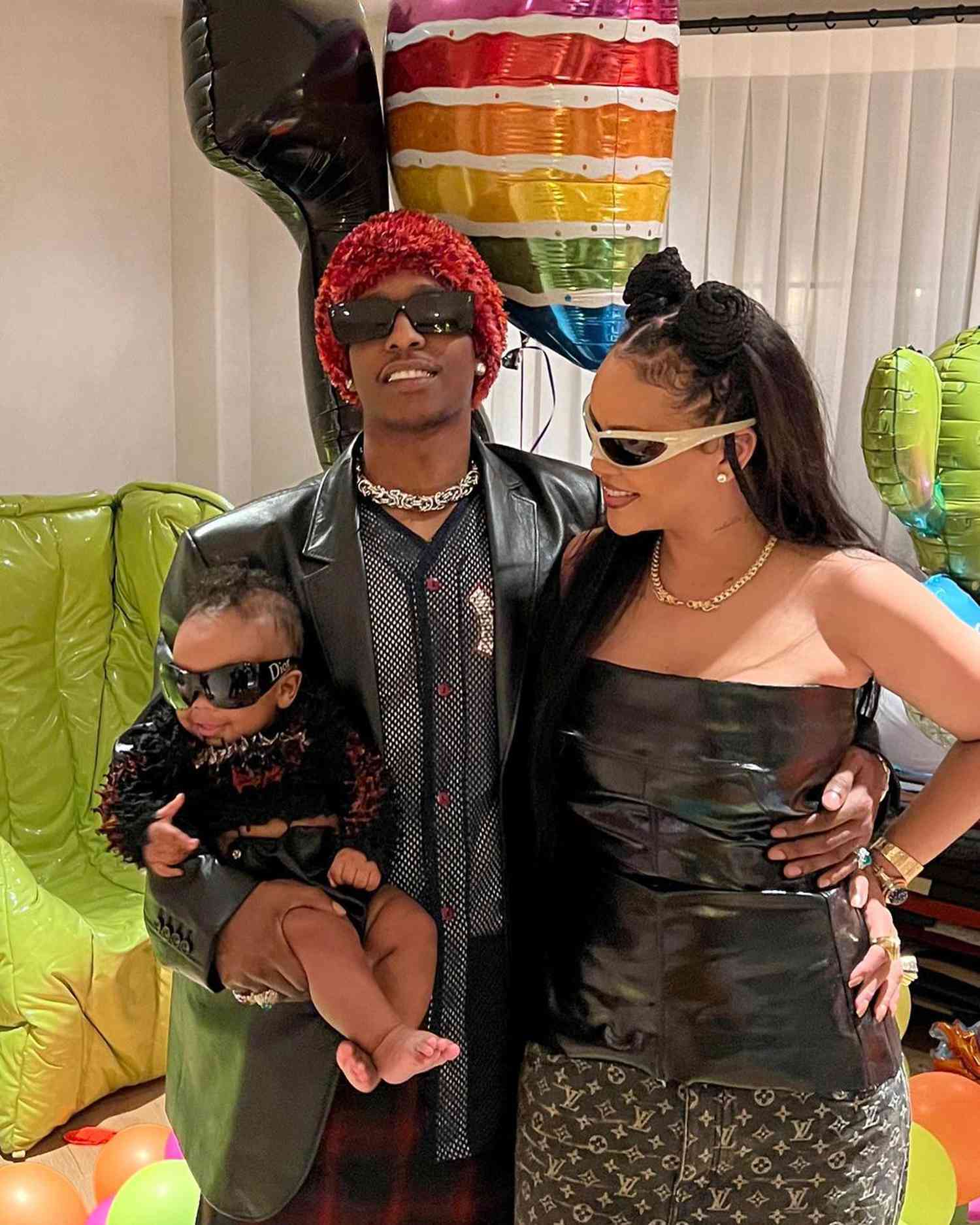 ASAP Rocky and Rihanna with their son, Rza