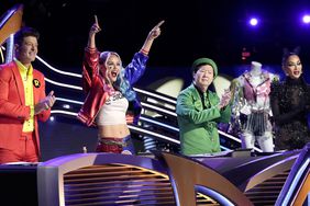 THE MASKED SINGER: L-R: Robin Thicke, Jenny McCarthy, Ken Jeong and Nicole Scherzinger in the “DC Superheroes Night” episode of THE MASKED SINGER airing Wednesday, March 8