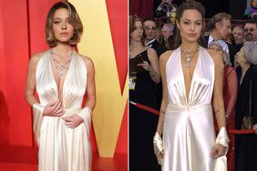 Sydney Sweeney attends the 2024 Vanity Fair Oscar Party; Angelina Jolie at the 2004 Academy Awards