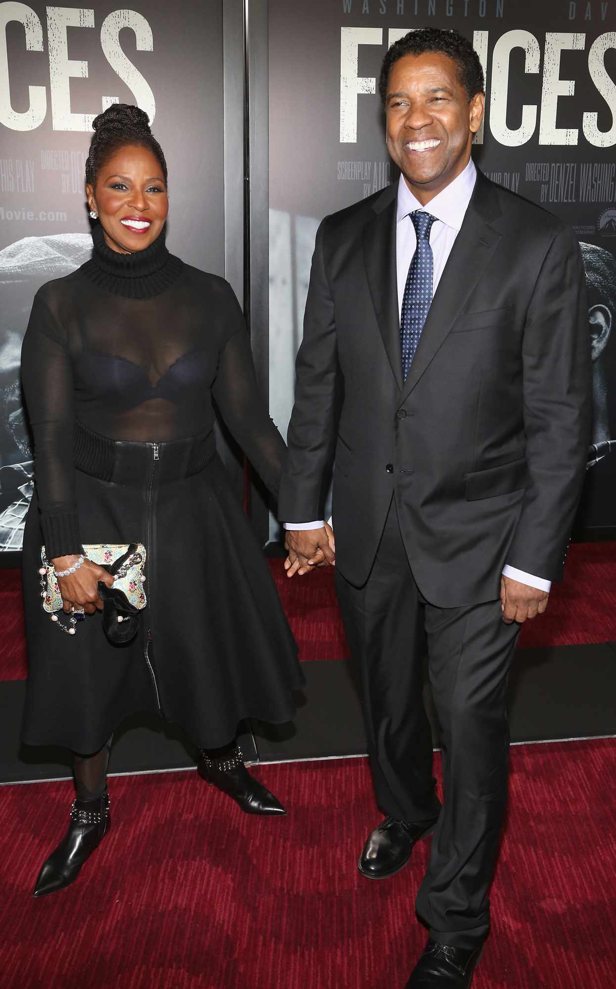 Pauletta Washington and Denzel Washington attend the New York special screening of "Fences" presented by Paramount Pictures on December 19, 2016 in New York City