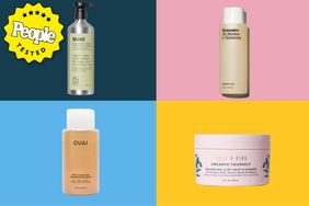 Four of the Best Shampoos for Oily Hair on a colorful background with a People Tested badge.