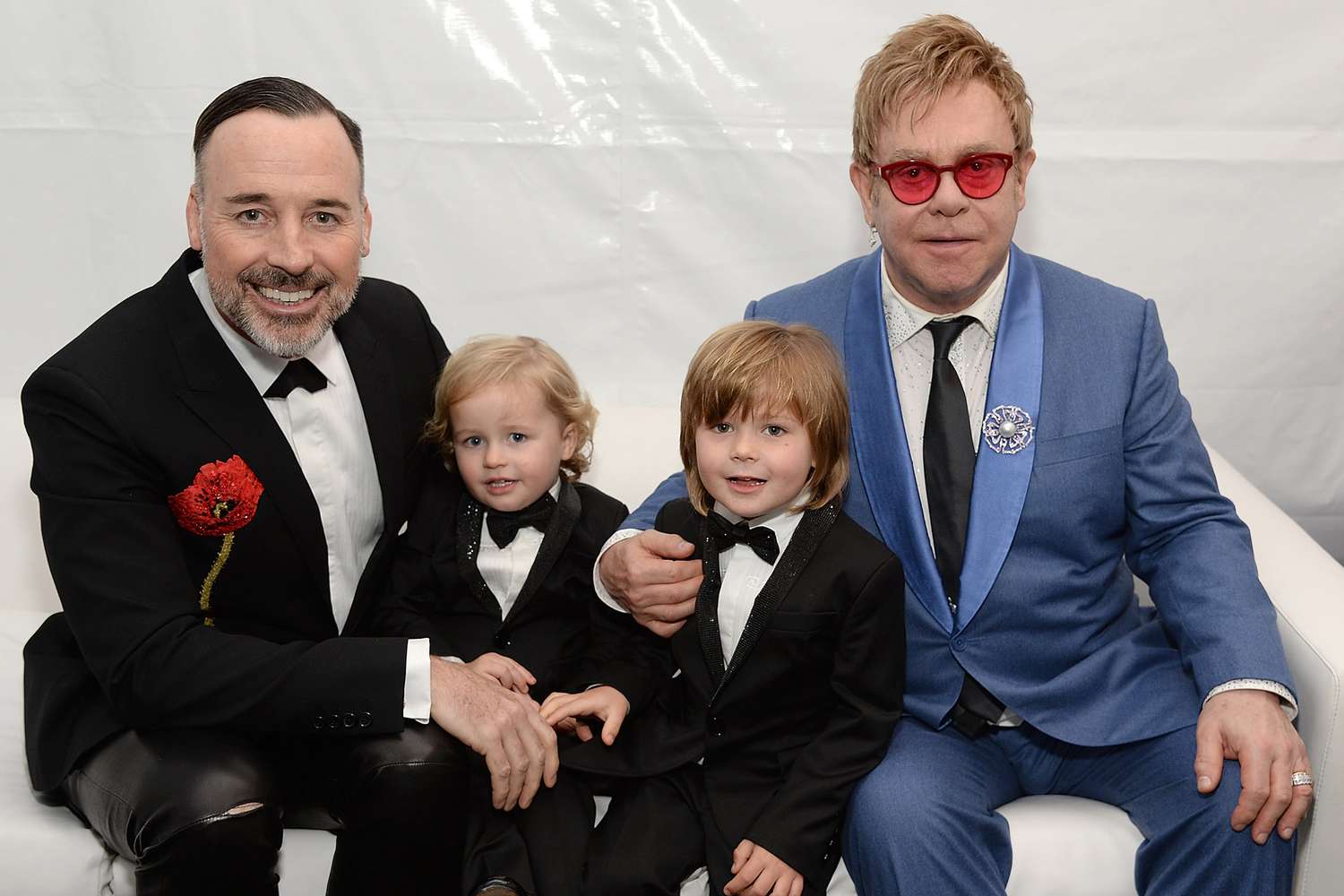 David Furnish, Elijah Furnish-John, Zachary Furnish-John, and Sir Elton John attend the 23rd Annual Elton John AIDS Foundation Academy Awards Viewing Party on February 22, 2015 in Los Angeles, California. 