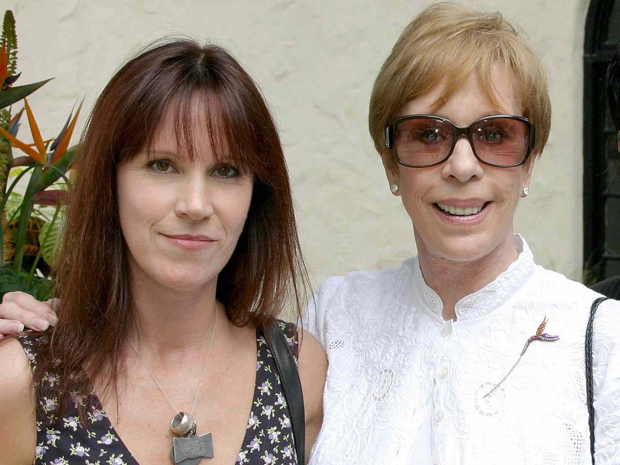 Jody Hamilton, her mother comedienne Carol Burnett, and Lonny Johnson attend the dedication ceremony for the Carrie Hamilton Theatre, formerly the Balcony Theatre, at the Pasadena Playhouse July 17, 2006 in Pasadena, California