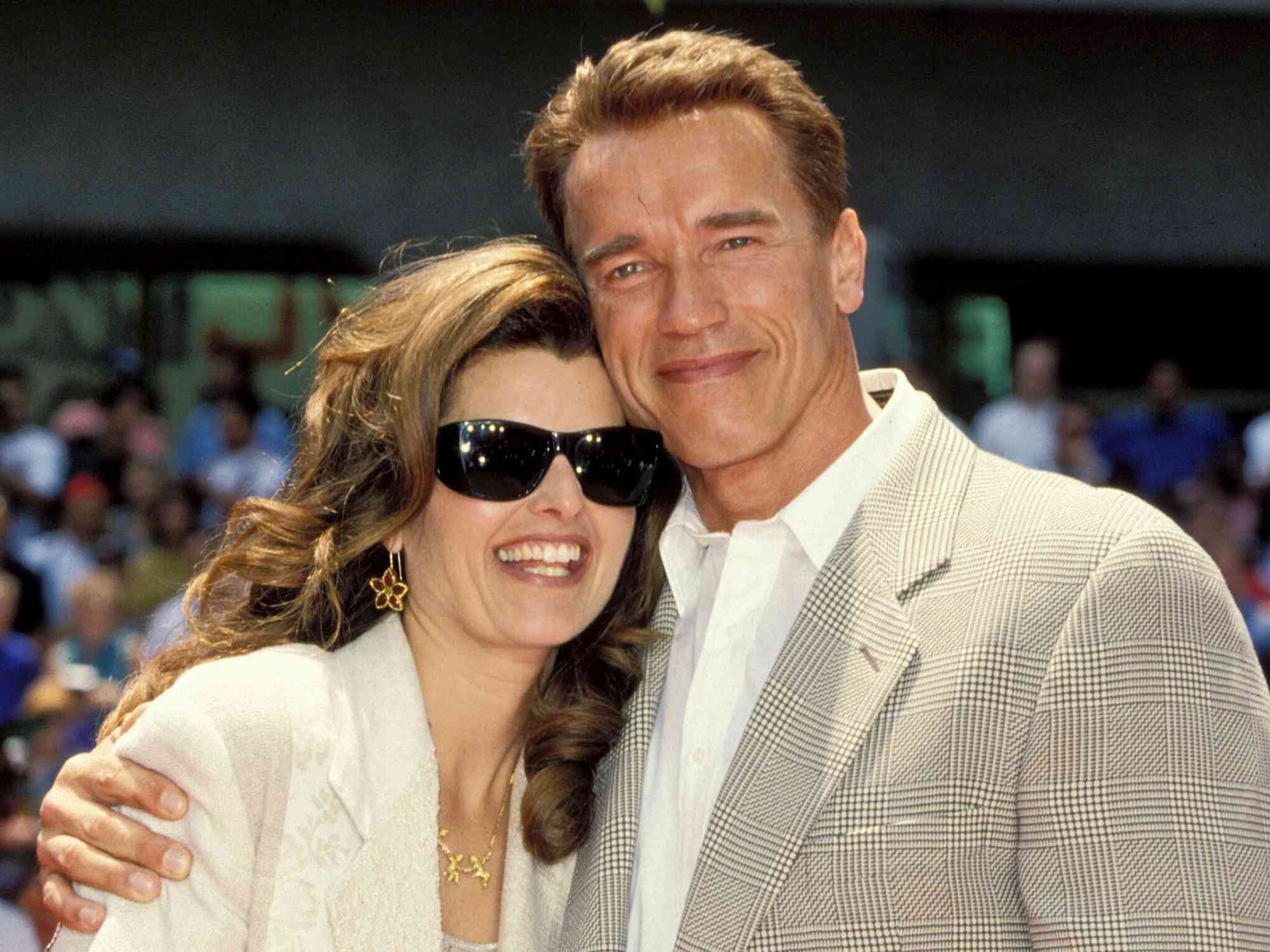 Arnold Schwarzenegger (R) and wife Maria Shriver during Arnold Schwarzenegger Footprint Ceremony at Mann's Chinese Theater in Hollywood, California, United States