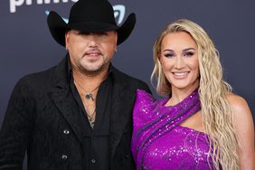 Jason Aldean and Brittany Kerr attend the 57th Academy of Country Music Awards at Allegiant Stadium on March 07, 2022 in Las Vegas, Nevada