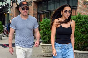 Matt Damon is spotted out with his wife Luciana Barroso in New York City. The 52 year old American actor wore a baseball cap, grey t-shirt, tan trousers, and white trainers. 