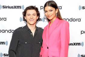 Tom Holland and Zendaya attend SiriusXM's Town Hall with the cast of Spider-Man: No Way Home on December 10, 2021