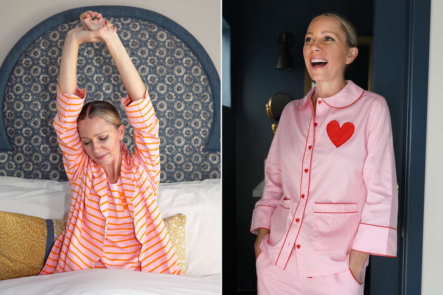 Elise Robe Pomelo Stripe Pajamas Margot Pants Set Primrose