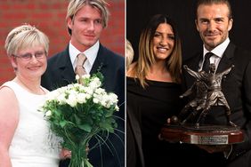Lynne Beckham and David Beckham at Lynne's wedding ; Joanne Beckham and David Beckham at the 2017 PFA Awards 