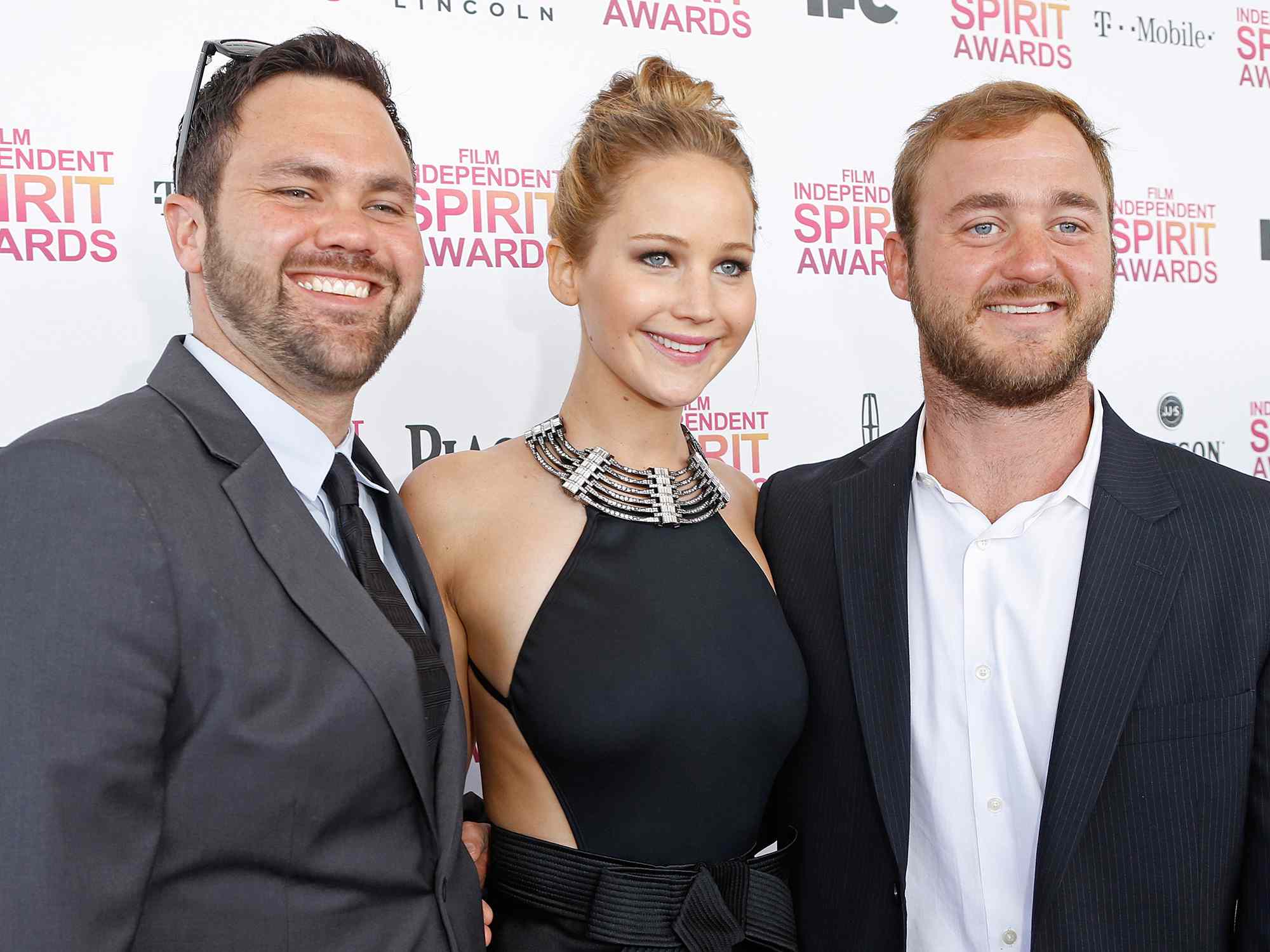 Jennifer Lawrence and her brothers, Ben and Blaine, at the 2013 Film Independent Spirit Awards