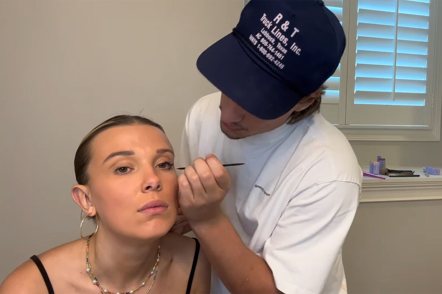 Millie Bobby Brown and FiancÃ© Jake Bongiovi Do Couples Q&A as He Does Her Make-Up 