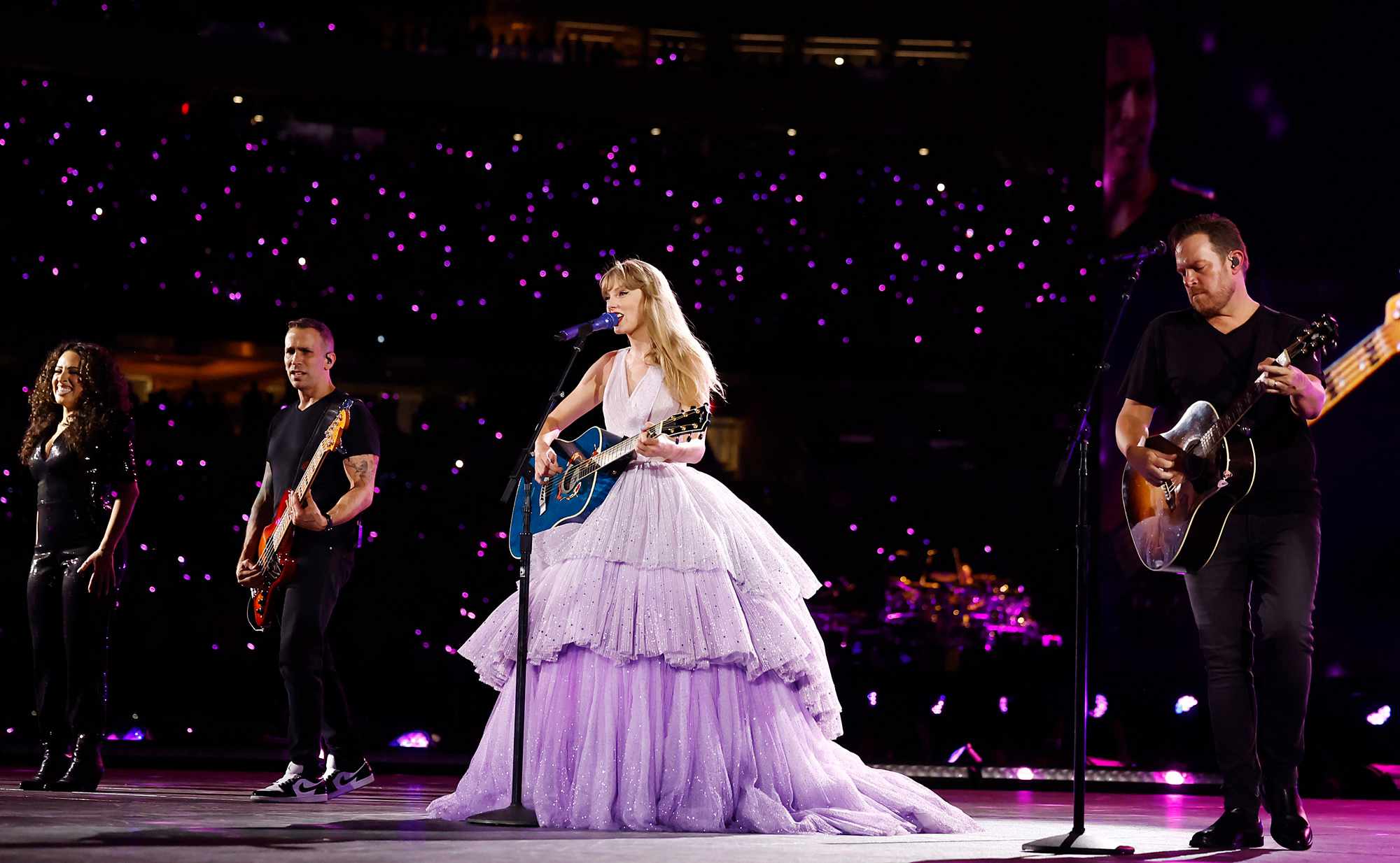 Taylor Swift performs onstage during "Taylor Swift | The Eras Tour" at SoFi Stadium