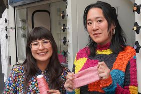 Valentina Gomez and Chui Lian Lee, Fashion Entrepreneurs at Werewool Makes Next-Generation Clothing Without Plastics and Water Pollution. with fume hood behind us which contains and ventilates chemicals. March 19, 2024, in their lag in Brooklyn, NY