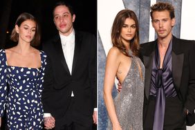 Kaia Gerber and Pete Davidson attend a friends wedding in Miami. ; Kaia Gerber and Austin Butler attend the 2023 Vanity Fair Oscar Party on March 12, 2023 in Beverly Hills, California. 