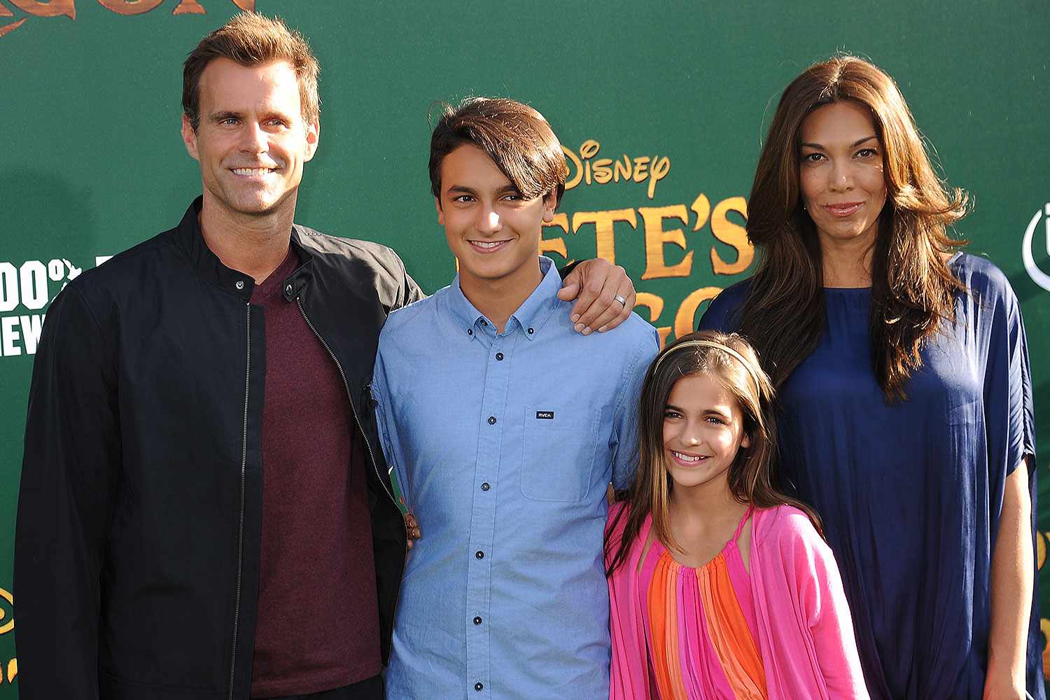 Actor Cameron Mathison, wife Vanessa Arevalo, son Lucas Arthur Mathison and daughter Leila Mathison attend the premiere of Disney's "Pete's Dragon" held at the El Capitan Theater on August 8, 2016 in Hollywood, California.