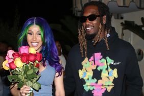 Cardi B and her husband Offset dined at Delilah's Restaurant and Lounge in Hollywood and were approached by a flower vendor as they were leaving.