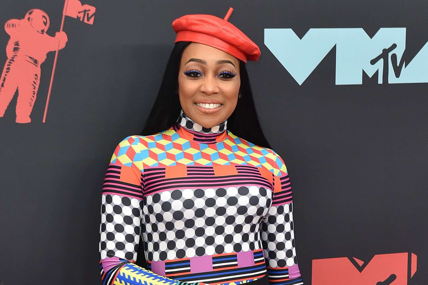 Monica Brown attends the 2019 MTV Video Music Awards red carpet at Prudential Center on August 26, 2019