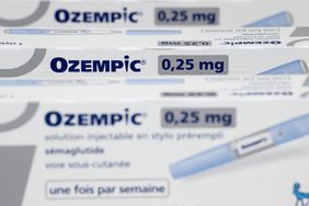 This picture taken on October 23, 2023, shows Ozempic medication boxes