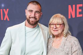 American football tight end for the Kansas City Chiefs of the National Football League Travis Kelce and mother Donna Kelce arrive at the Los Angeles Premiere Of Netflix's 'Quarterback' Season 1 held at the Netflix Tudum Theater on July 11, 2023 in Hollywood, Los Angeles, California, United States.
