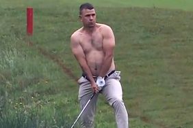 PGA European Tour Golfer Louis De Jager Goes Shirtless to Play Shot Out of Water