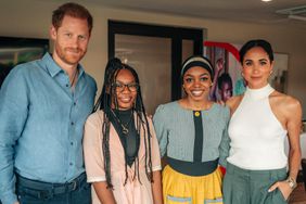 The Duke and Duchess of Sussex meet with Save the Children staff and Youth Ambassadors, Maryam (23) and Purity (19) during their visit to Abuja, Nigeria