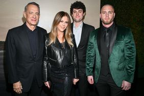 Tom Hanks, Rita Wilson, Truman Hanks and Chet Hanks at the premiere of "Masters of the Air" held at Regency Village Theatre on January 10, 2024 in Los Angeles, California.