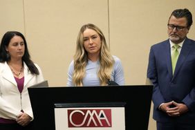 Tennis professional Kylie McKenzie speaks to reporters during a news conference with victim advocate Jancy Thompson and her attorney Robert Allard in Tempe, Arizona on March 29, 2022.