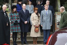 Princess Beatrice, Princess Eugenie, Princess Anne, Princess Royal, Prince Andrew, Duke of York, Prince William, Duke of Cambridge, Prince Philip, Duke of Edinburgh, Catherine, Duchess of Cambridge, Meghan Markle and Prince Harry attend Christmas Day Church service at Church of St Mary Magdalene on December 25, 2017 in King's Lynn