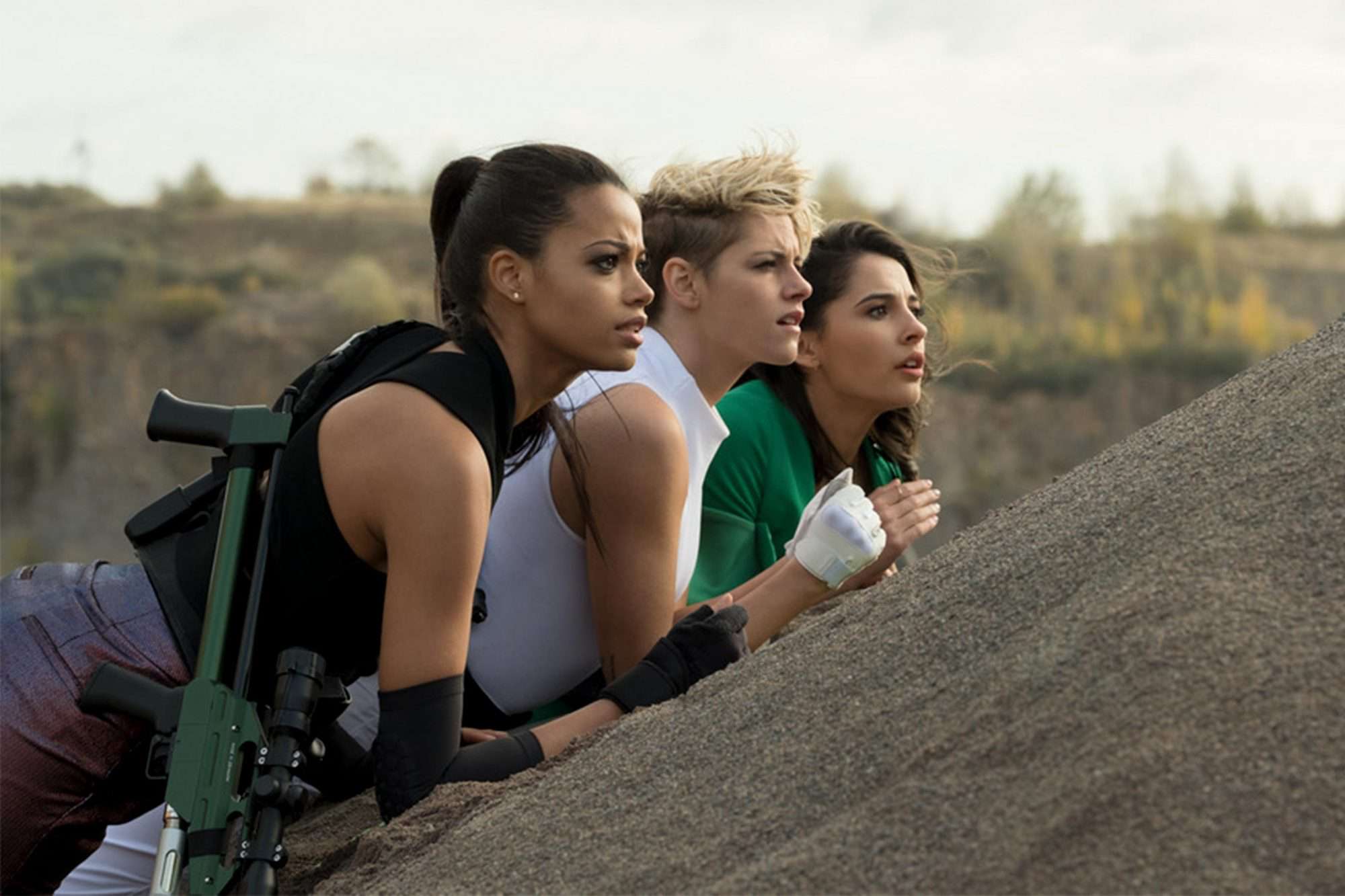 Ella Balinska, Kristen Stewart and Naomi Scott star in Charlie's Angels.