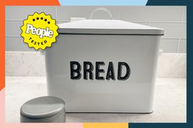 One of the best bread boxes tested and reviewed with a colorful border and People Tested badge. 