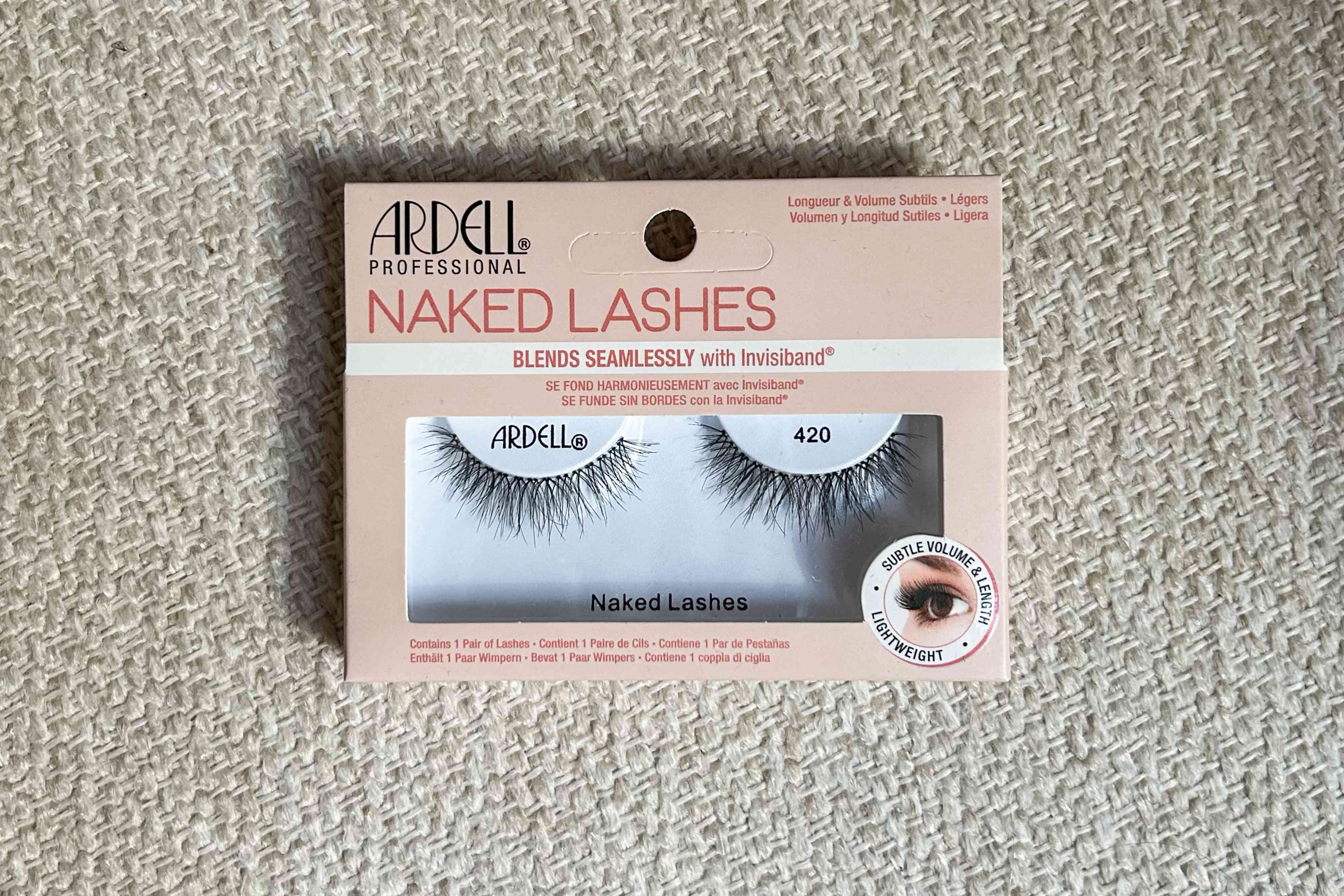 Ardell Naked Lashes on a flat patterned surface 