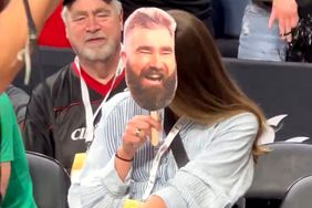 Kylie Kelce Hilariously Hides Behind Jason Kelce Mask During 'New Heights' Live Event