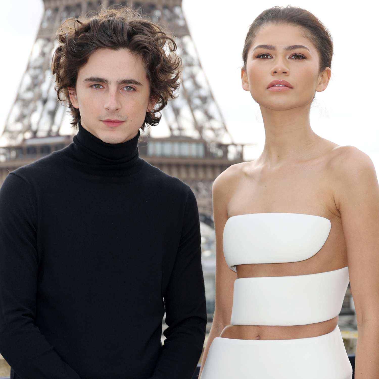 Timothee Chalamet and Zendaya attend the "Dune 2" Photocall at Shangri La Hotel on February 12, 2024 in