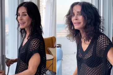 Courteney Cox makes fun of humid hair with monica geller reference