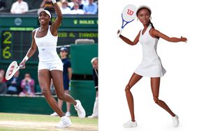  Venus Williams of United States in action during the Women's Singles semi final against Ana Ivanovic of Serbia at The Wimbledon Lawn Tennis Championship; Barbie dolls will honor tennis champion Venus Williams and eight other athletes as part of a project announced by Mattel on Wednesday.