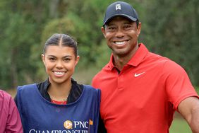 Tiger Woods and Sam Woods during the final round of the PNC Championship on December 17, 2023 in Orlando, Florida.