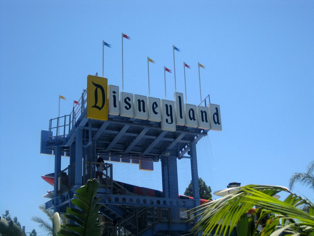 Disneyland Sign at Monorail Slide at Disneyland Hotel in Anaheim