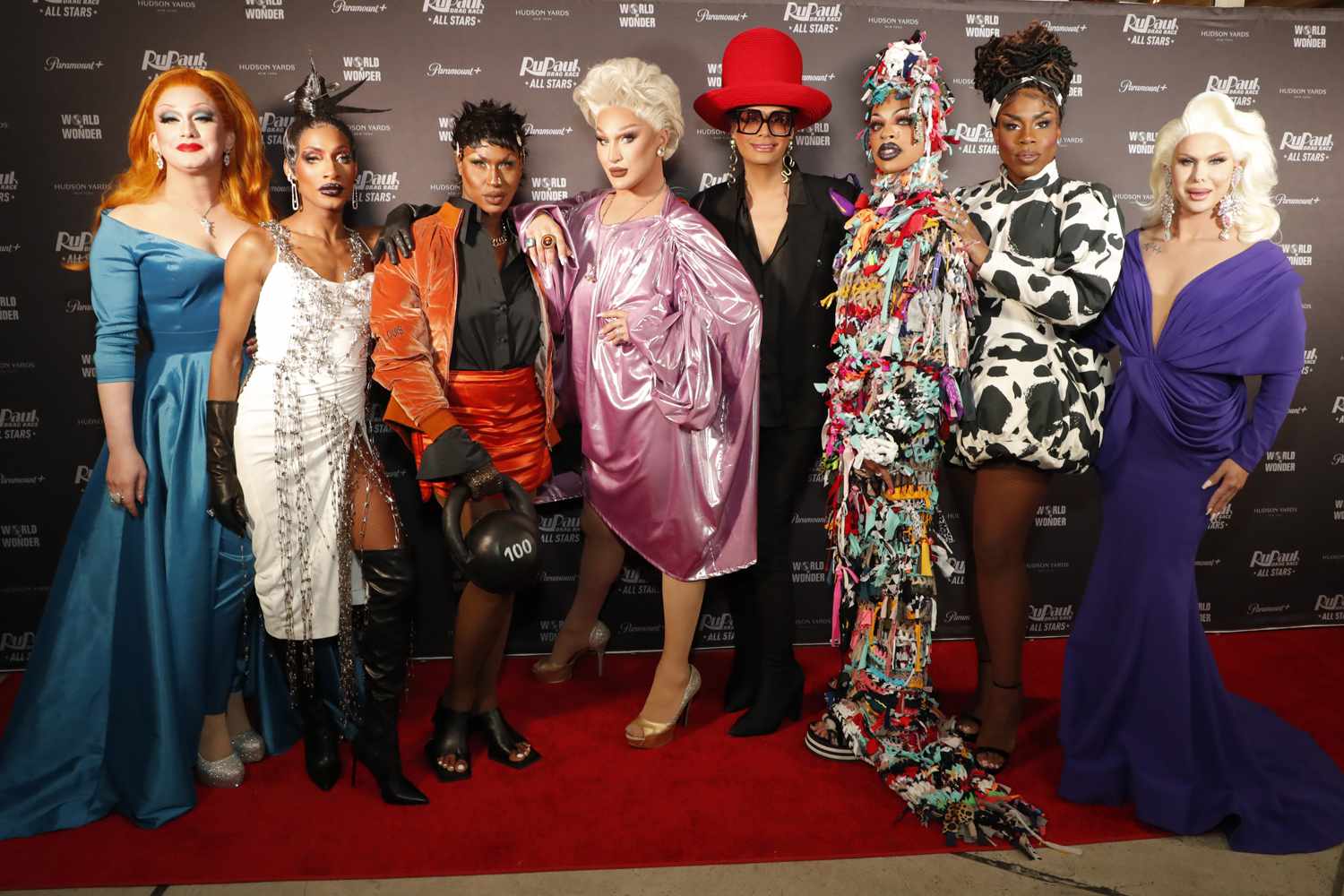 Jinkx Monsoon, Jaida Essence Hall, Shea Couleé, The Vivienne, Raja, Yvie Oddly, Monét X Change, and Trinity the Tuck attend RuPaul's Drag Race All Stars 7 Premiere screening + panel discussion St Hudson Yards