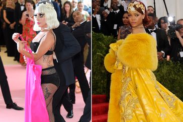 Lady Gaga in 2019 and Rihanna in 2015.