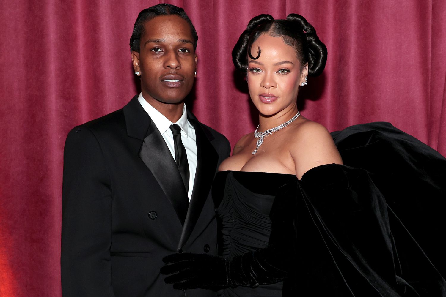 A$AP Rocky and Rihanna attend the 80th Annual Golden Globe Awards