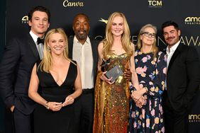 LOS ANGELES, CALIFORNIA - APRIL 27: (L-R) Miles Teller, Reese Witherspoon, Lee Daniels, Nicole Kidman, Meryl Streep and Zac Efron attend the 49th AFI Life Achievement Award: A Tribute To Nicole Kidman at Dolby Theatre on April 27, 2024 in Los Angeles, California. 