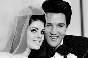 Singer Elvis Presley and his bride Priscilla Ann Beaulieu, pose for photograph following their wedding at the Aladdin Hotel.