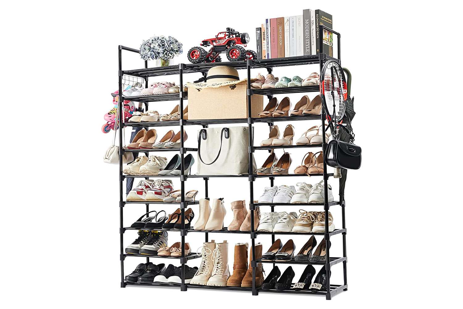 Amazon Mavivegue 9-Tier Metal Shoe Rack - Holds 50-55 Pairs, Tall Storage Shelf for Shoes, Boots, Entryway, Closet, Garage