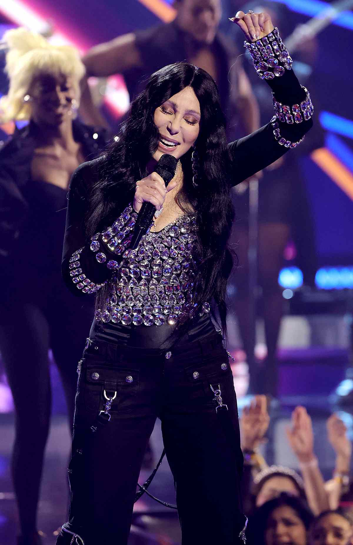 Cher performs onstage during the 2024 iHeartRadio Music Awards at Dolby Theatre in Los Angeles, California on April 01, 2024. 