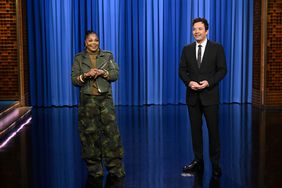Singer Janet Jackson interrupts the monologue with host Jimmy Fallon