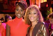 Creator/Actress Issa Rae (L) and actress Amanda Seales attend the HBO's "Insecure" Premiere - After Party at Studio 11 on October 6, 2016 in Los Angeles, California. 