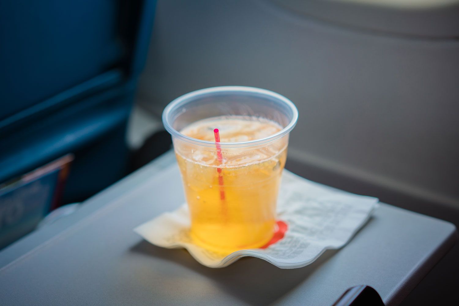 drink on airplane table