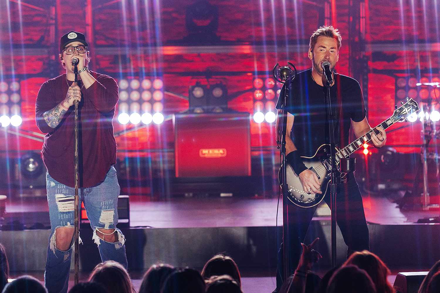 HARDY and Chad Kroeger of Nickelback perform at CMT Crossroads: Nickelback & HARDY at Marathon Music Works 