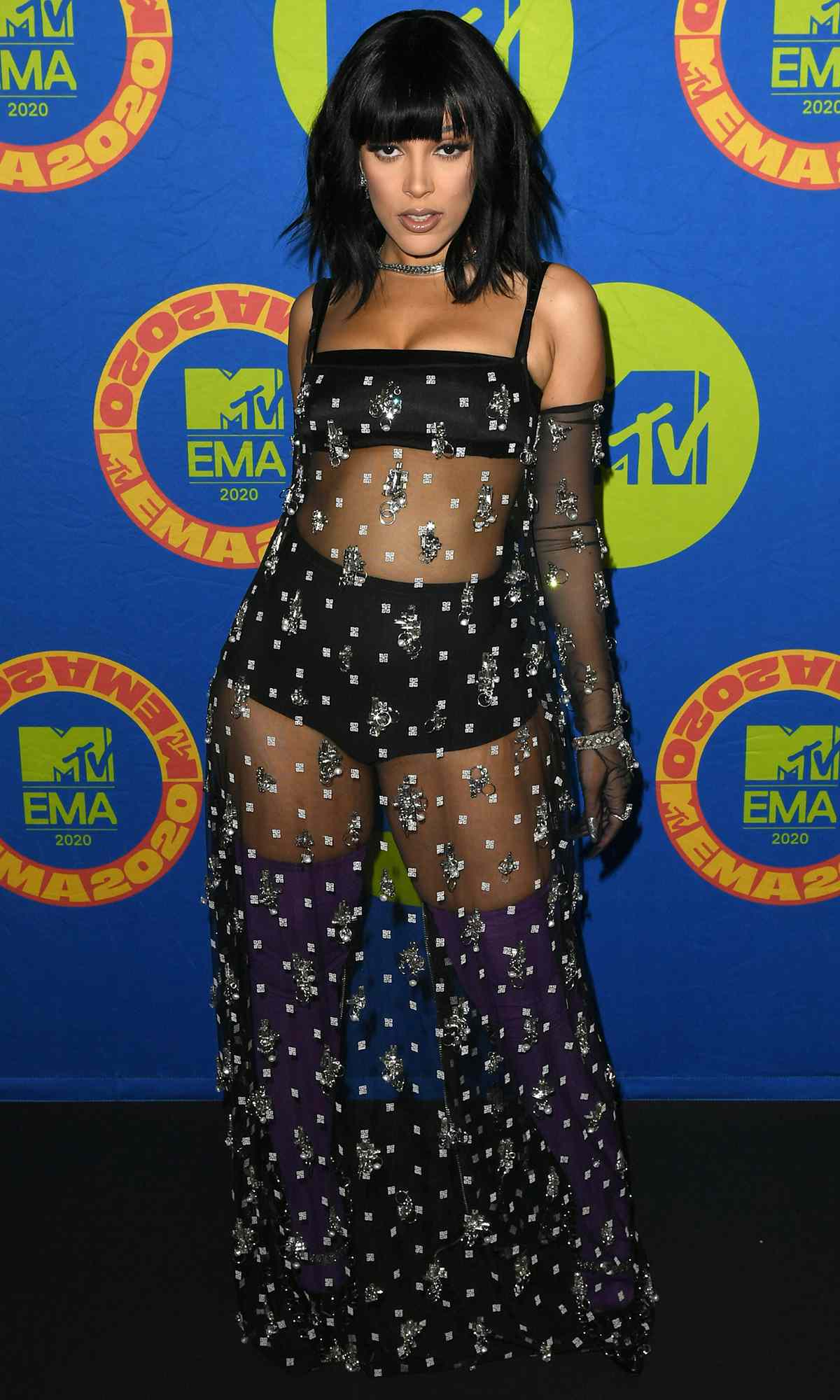 Doja Cat poses ahead of the MTV EMA's 2020 on November 01, 2020 in Los Angeles, California. The MTV EMA's aired on November 08, 2020
